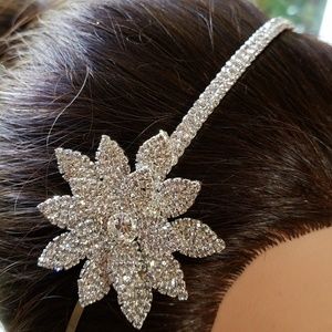 Rhinestone Headband with Flower Accent